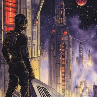 Stipplorama style, Midjourney V6.1: cinematic shot from sci-fi movie