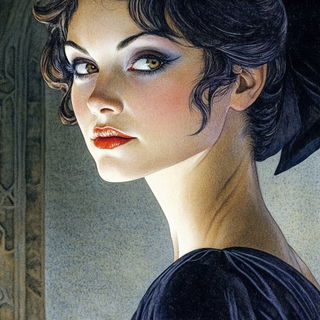 Stipplorama style, Midjourney V6.1: photographic portrait of female protagonist