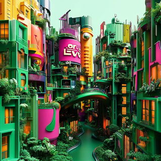 Bluemajolica style, Midjourney V6.1: megacity with futuristic bioarchitecture