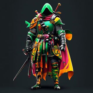 Bluemajolica style, Midjourney V6.1: concept art character design of retropunk steam knight