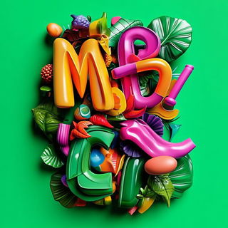 Bluemajolica style, Midjourney V6.1: typographic composition with large letters
