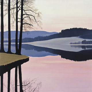 Leviathan Weave style, Midjourney V6.1: realistic landscape photograph of quiet dawn