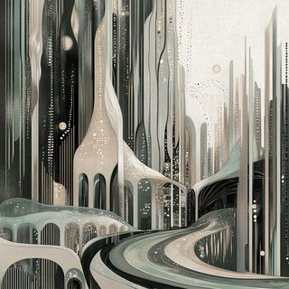 Turquoise Cartography style, Midjourney V6.1: megacity with futuristic bioarchitecture