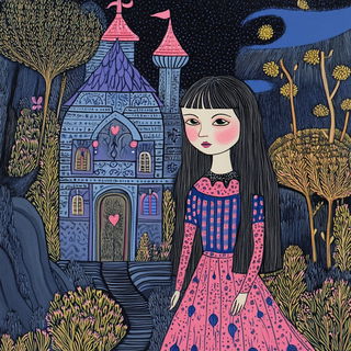 Tessellated Tenement Eclipse style, Midjourney V6.1: retro fairy-tale illustration