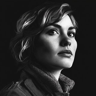 Thornframe style, Midjourney V6.1: photographic portrait of female protagonist