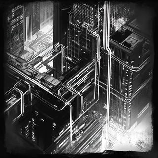 Thornframe style, Midjourney V6.1: technical infrastructure blueprint schematics