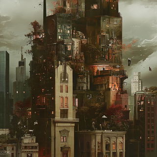 Cameaulet style, Midjourney V6.1: megacity with futuristic bioarchitecture