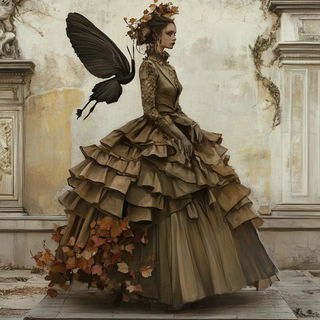Cameaulet style, Midjourney V6.1: haute-couture fashion outfit