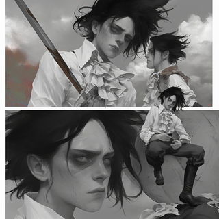 Cameaulet style, Midjourney V6.1: black-and-white manga comic strip