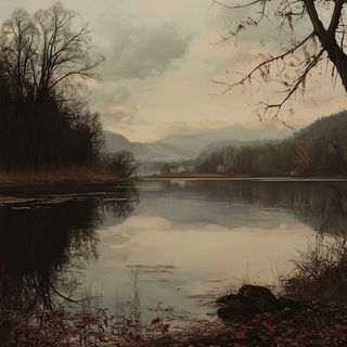 Cameaulet style, Midjourney V6.1: realistic landscape photograph of quiet dawn