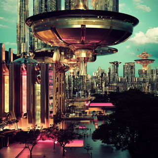 Colossometal style, Midjourney V6.1: megacity with futuristic bioarchitecture