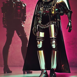 Colossometal style, Midjourney V6.1: concept art character design of retropunk steam knight