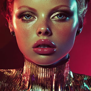 Colossometal style, Midjourney V6.1: photographic portrait of female protagonist