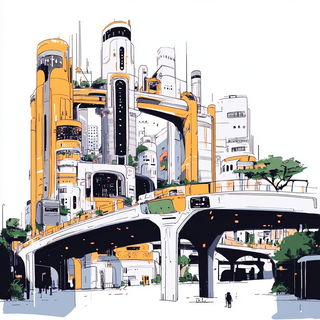 Cyanthicket style, Midjourney V6.1: megacity with futuristic bioarchitecture