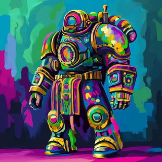 Mosaic Leviathan style, Midjourney V6.1: concept art character design of retropunk steam knight