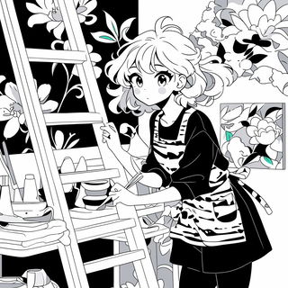 Mosaic Leviathan style, Midjourney V6.1: black-and-white manga comic strip