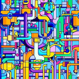 Mosaic Leviathan style, Midjourney V6.1: technical infrastructure blueprint schematics