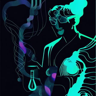 Pulpshadow style, Midjourney V6.1: editorial illustration for popular scientific magazine cover