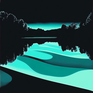 Pulpshadow style, Midjourney V6.1: realistic landscape photograph of quiet dawn