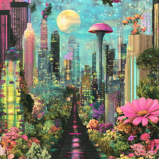 Radiant Filigree style, Midjourney V6.1: megacity with futuristic bioarchitecture