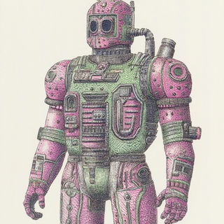 Faunaframe style, Midjourney V6.1: concept art character design of retropunk steam knight