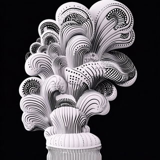 Risoquake style, Midjourney V6.1: abstract 3D render