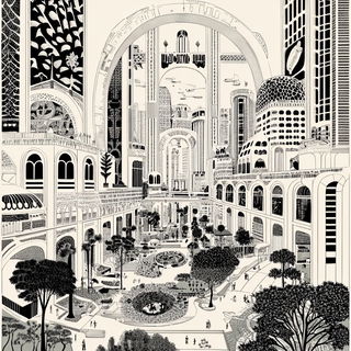 Risoquake style, Midjourney V6.1: megacity with futuristic bioarchitecture