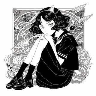 Risoquake style, Midjourney V6.1: black-and-white manga comic strip