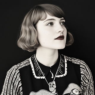 Risoquake style, Midjourney V6.1: photographic portrait of female protagonist
