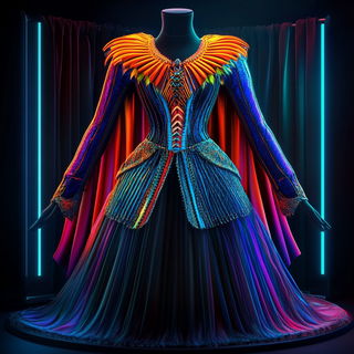 Viaduct Fossil style, Midjourney V6.1: haute-couture fashion outfit