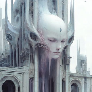 Portal Scar style, Midjourney V6.1: megacity with futuristic bioarchitecture