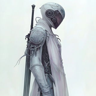 Portal Scar style, Midjourney V6.1: concept art character design of retropunk steam knight