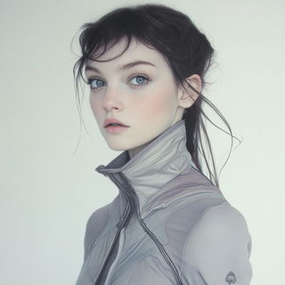 Portal Scar style, Midjourney V6.1: photographic portrait of female protagonist