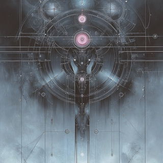 Portal Scar style, Midjourney V6.1: technical infrastructure blueprint schematics