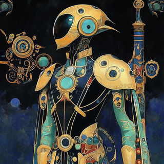 Maskweather style, Midjourney V6.1: concept art character design of retropunk steam knight