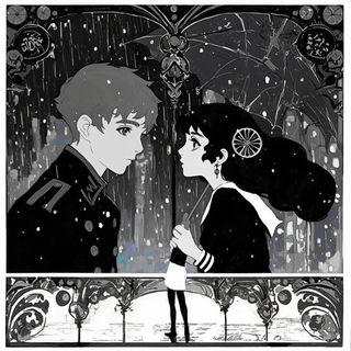Maskweather style, Midjourney V6.1: black-and-white manga comic strip