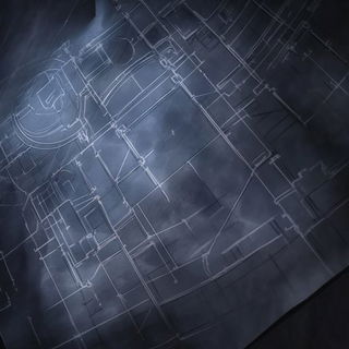 Cyanotype Cloudkeep style, Midjourney V6.1: technical infrastructure blueprint schematics