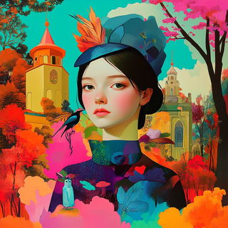 Ribbonwash style, Midjourney V6.1: retro fairy-tale illustration
