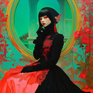 Ribbonwash style, Midjourney V6.1: haute-couture fashion outfit