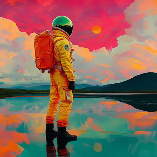 Ribbonwash style, Midjourney V6.1: cinematic shot from sci-fi movie