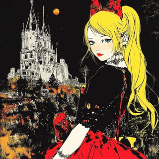 Corvid Gloam style, Midjourney V6.1: retro fairy-tale illustration