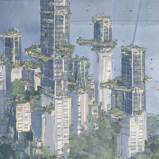 Copygrain Grotesque style, Midjourney V6.1: megacity with futuristic bioarchitecture