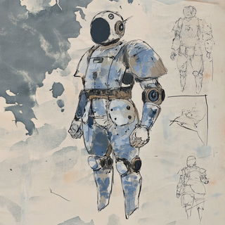 Copygrain Grotesque style, Midjourney V6.1: concept art character design of retropunk steam knight
