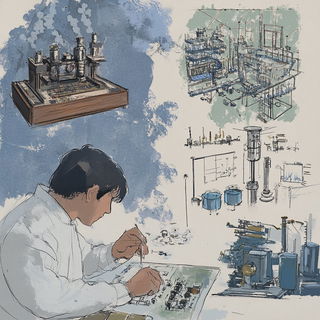 Copygrain Grotesque style, Midjourney V6.1: editorial illustration for popular scientific magazine cover