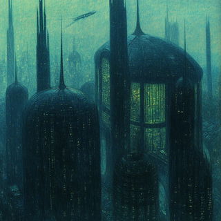Monumental Ink Silence style, Midjourney V6.1: megacity with futuristic bioarchitecture