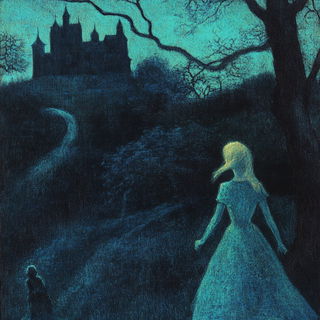 Monumental Ink Silence style, Midjourney V6.1: retro fairy-tale illustration