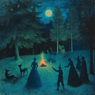 Monumental Ink Silence style, Midjourney V6.1: traditional folk art