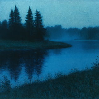 Monumental Ink Silence style, Midjourney V6.1: realistic landscape photograph of quiet dawn