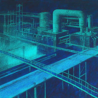 Monumental Ink Silence style, Midjourney V6.1: technical infrastructure blueprint schematics