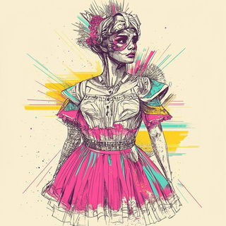 Pluvial Chiaroscuro style, Midjourney V6.1: haute-couture fashion outfit